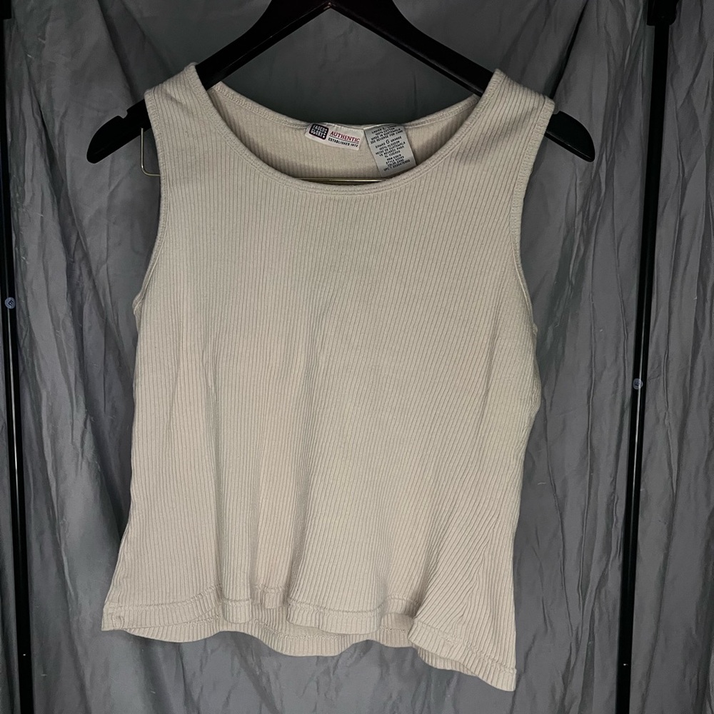 Women's Cream Ribbed Tank Top